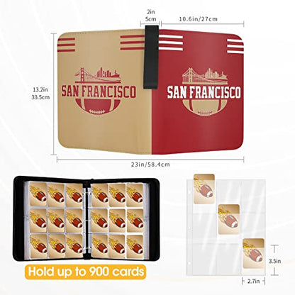 San Francisco Football Card Binder with Sleeves, 900 Pocket, 3 Ring, Waterproof, Dustproof, Durable - color: Scarlet, size: 900