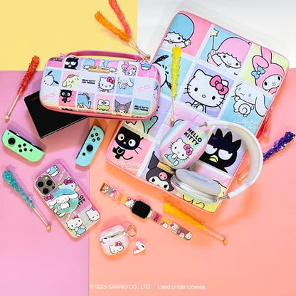 Sonix x Sanrio Carrying Case for Nintendo Switch 2, Switch 1, Lite, OLED, Protective Travel Case with Game Cartridge Storage | Hello Kitty Grid - color: Emokyun