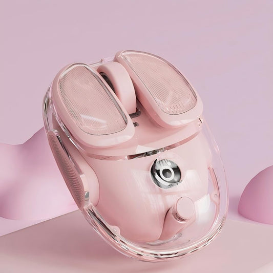 SEUNKWANG Q9 Transparent Wireless Mouse with RGB Lighting, Compact Multi-Device Bluetooth & 2.4G Computer Mouse, Rechargeable, Quiet Clicks, 4800 DPI Cute Mice for Laptop, PC, Mac, iPad - Pink - color: Pink