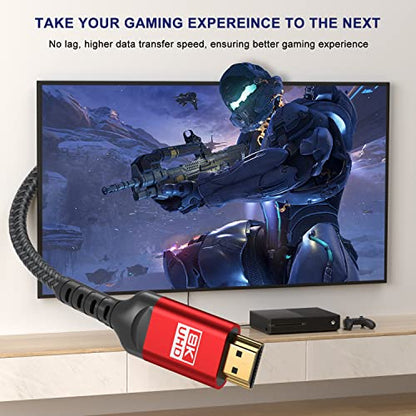 8K HDMI Cable 30FT, Ultra 48Gbps High Speed, Supports 4K@120Hz 8K@120Hz, eARC, HDR10, DTS:X, HDCP 2.2 & 2.3, Compatible with PS4/5, Blu-ray, Monitor, PC - size: 30 Feet