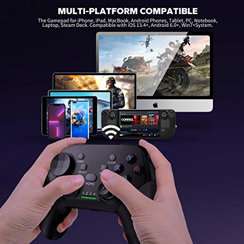 arVin Mobile Game Controller for iPhone 17/16/15/iOS/iPad/Android/Tablet/PC/PS4/Switch with Phone Holder, Wireless Gamepad Joystick Supports PS Remote Play/Xbox Cloud Gaming/Steam/Call of Duty/Turbo - color: Black