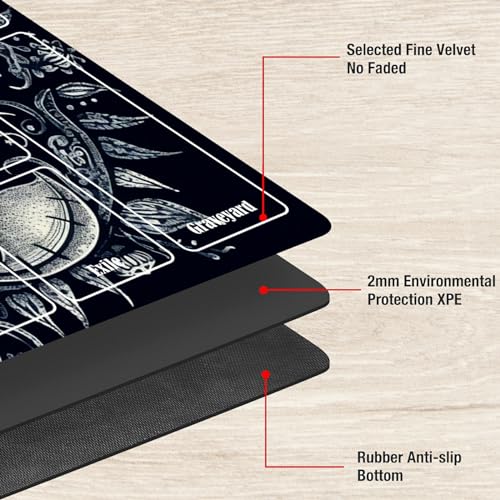 Board Game Mat TCG Playmat Plus 50 Pcs Card Sleeves, 24 x 14 inches Table Mats Games Mousepad with Zones Smooth Surface for MTG RPG CCG Trading Card Game Play Mats, Sun Face - color: Sun Face, size: Zone 1