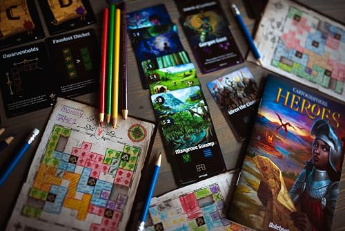 Cartographers Heroes Board Game | Standalone Expansion & Core Game | Award-Winning Game of Map Drawing | Flip & Write Strategy Family | 30-45 Minutes for 1-99 Players Ages 10+ by Thunderworks Games - style: Cartographers Heroes
