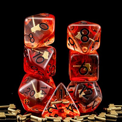 DND Resin Hatchet Dice Set, D&D Polyhedral Dice for Dungeons and Dragons RPG, MTG Role Playing Games D and D Dice 7pc D20 D12 D10 D8 D6 D4 for Ages 15 and Up - color: Hatchet