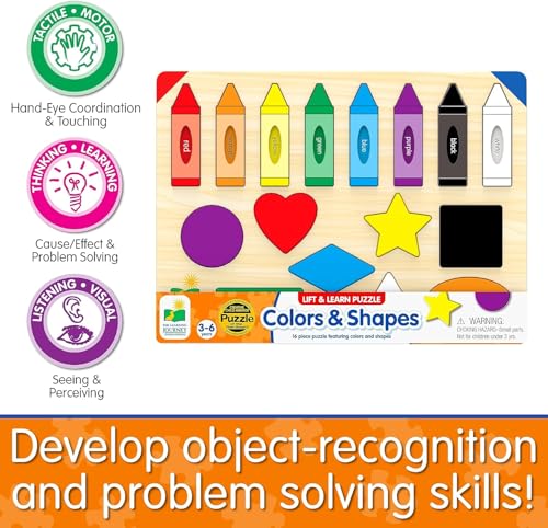 The Learning Journey: Lift & Learn Puzzle Colors & Shapes – Preschool Toys & Activities for Children Ages 3 and Up – Award Winning Educational Toy
