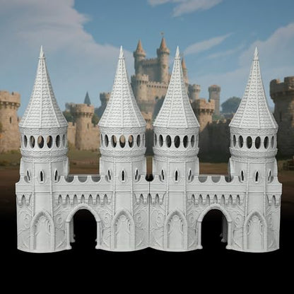 Gothic RPG Terrain Set for Dungeon Masters & Wargame, Modular Grand Fortress Entrance for TTRPG - 25mm Scale Unpainted Stone Archway & Defense Towers - City Gate (AF1104 B) - color: Af1104 B City Gate