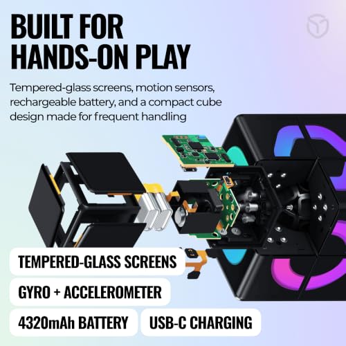 Rubik's WOWCUBE - Handheld Game Console, 100+ Games and Apps for Teens and Adults (Ages 13+) - STEM Certified Entertainment System - 24 Screens Interactive Gaming Cube