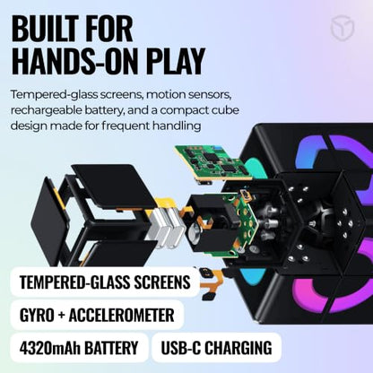 Rubik's WOWCUBE - Handheld Game Console, 100+ Games and Apps for Teens and Adults (Ages 13+) - STEM Certified Entertainment System - 24 Screens Interactive Gaming Cube