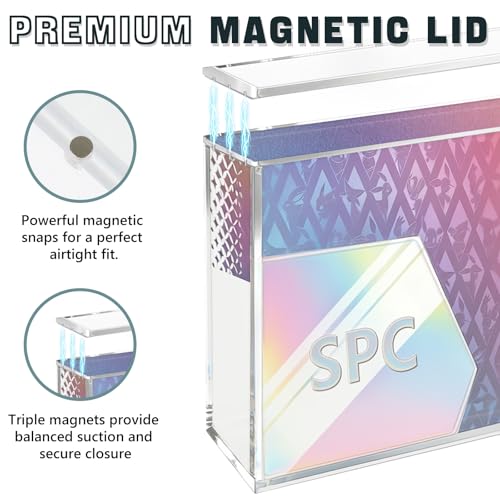 DEDC 1PCS Acrylic Display Case Compatible with Prismatic Evolutions Super Premium Collection 6mm Thick Magnetic Lid Protective Box with Cleaning Cloth and Silicone Pads