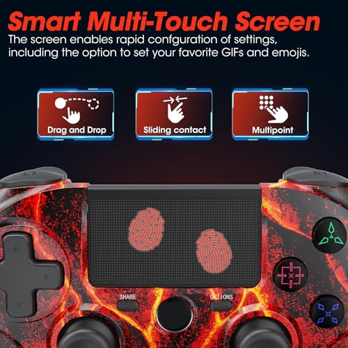 citnh Wireless Controller for PS4,compatible with ps4/slim/pro and windows pc 6-Axis Gyro/Multi Touch Pad/3.5mm Audio Jack/800mAh Battery and Speaker (Magma Red) - color: Red