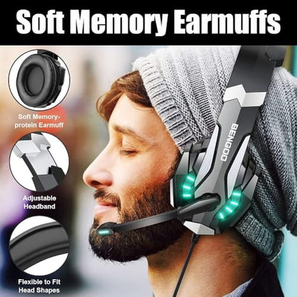 BENGOO G9000 Stereo Gaming Headset for PS4 PC Xbox One PS5 Controller, Noise Cancelling Over Ear Headphones with Mic, LED Light, Bass Surround, Soft Memory Earmuffs for Laptop Mac - Black - color: Black