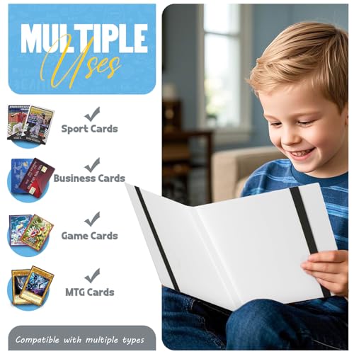 Card Binder 9-Pockets, Trading Card Binder, 20 Pages, 360 Card Capacity PU Collection Binder, Card Folder for MTG, TCG, Game Cards & Sports Cards（White） - color: White