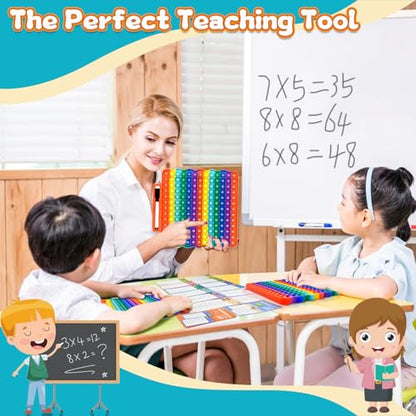Addition Flash Cards+Multiplication Flash Cards + Fingertip Bubbles Toy | Interesting Math Combination, Math Games for Children Aged 3 + - style: Multiplication + addition