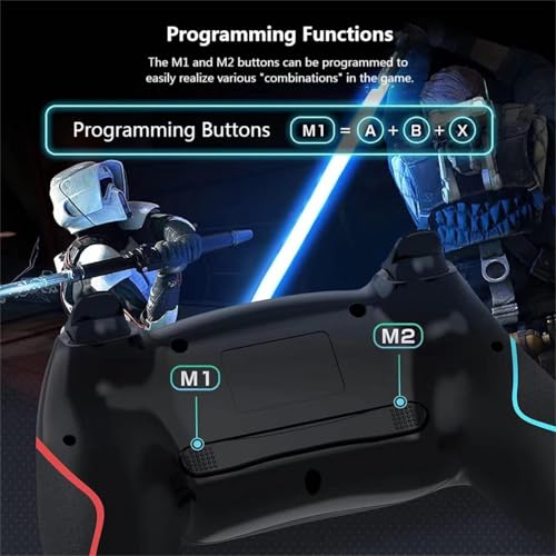 Matbip Wireless Controller for Switch/Switch Lite/Switch OLED/Switch 2, Wireless controller with 2 back buttons, 3-level TURBO adjustable(blue&red) - color: 1 blue&red