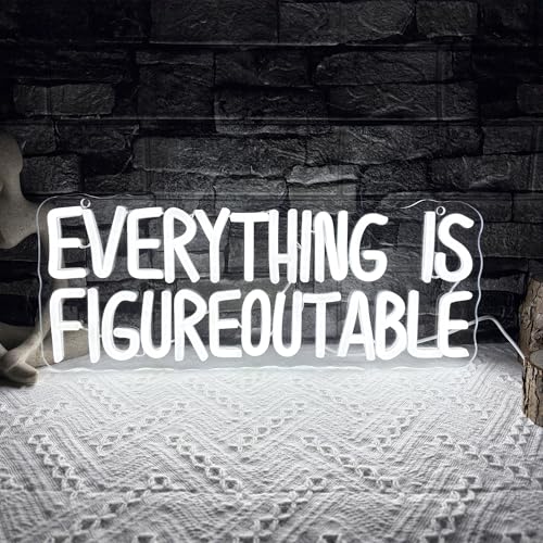 Mutank Everything is Figureoutable Neon Sign, USB Powered Dimmable LED Motivational Neon Light, for Inspirational Office Decor Workspace School Room Desk Wall Decor, Gift For Entrepreneur(15.7*6.2 in) - color: white