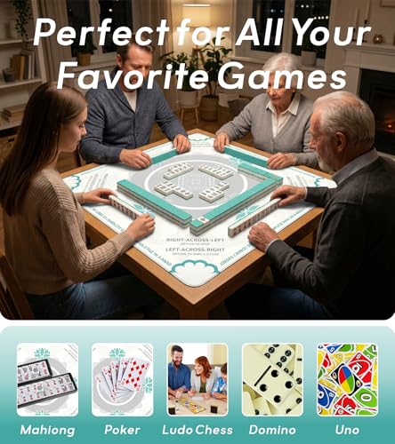 Mahjong Mat for Table, American Mahjong Mat(White) | 31.5" x 31.5",Anti-Slip, Noise-Reducing Gaming Mat for Mahjong/Poker/Board Games/Card Games/Dominoes - color: White
