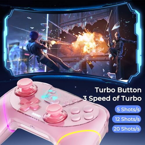 Wireless Controllers for Switch,Controller for Nintendo Switch/Lite/OLED | for Switch 2/Windows PC/Tesla with Programmable/Vibration/Dual Turbo Funtion,Controller for Switch Pro Gamepad (Switch pink)