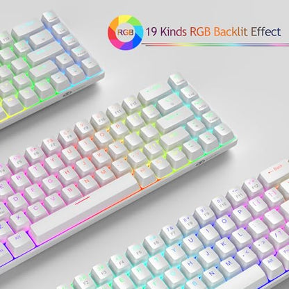 MageGee 60% Rapid Trigger Gaming Keyboard, Hall Effect Magnetic Switch, Actuation Point Adjustable, Hot Swappable RGB Backlit Wired Keyboard with Arrow Keys for Win/PC/MAC, White - color: White