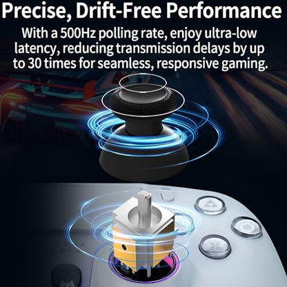 NBCP Wired PS5 Controller - Gaming Controller for PlayStation 5, PS4, PC/Steam, Turbo & Linear Hall-effect Trigger, Dual Vibration, 3.5mm Audio Jack - White - color: White