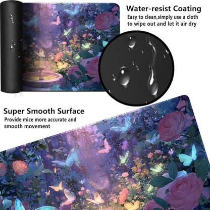 MTG Playmat 24x14 Inch | Optional Game Zone Layout | Non-Slip Rubber Base | Stitched Edges | Includes Free Storage Bag | for TCG, Board Games, and Desk Use(Bloomheart,Without Zone) - color: Bloomheart, style: Without zone
