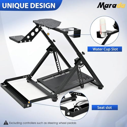 Marada X Frame Steering Wheel Stand Racing Sim Cockpit with Seat Slot | Easy Foldable Fit for Logitech G25 G27 G29 G920, for Thrustmaster T300 T248, for Fanatec, No Pedal & Shifter