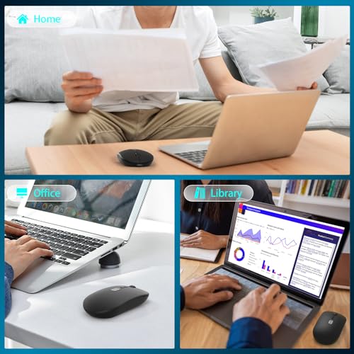 MAGIC-REFINER X1 Wireless Computer Mouse with Battery Level Visible, Black | 2.4G Portable, Ultra Slim USB Mouse, Silent Click, 1600 DPI for Win/Mac/PC/Laptop/Computer/Office/Travel - color: Black