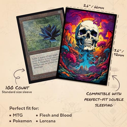 Psychedelic Skull 8 - MTG Card Sleeves, 104ct, Standard Size | Perfect for Double Sleeving, Smudge Resistant Matte Back, Standard 66x92mm - Compatible with Magic The Gathering & TCG Cards - color: Psychedelic Skull 8