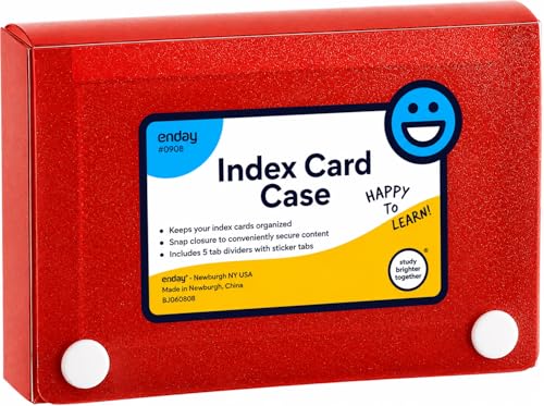 Enday Index Card Holder 3x5, Red Index Card Case with 5 Tab Dividers, Index Card Organizer, Flash Card Holder, Holds 100 Cards - color: RED, size: 1