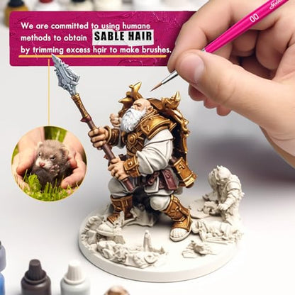Kolinsky Sable Brushes, Golden Maple Miniature Paint Brushes Professional Artist Brush Set, Fine Detail Paint Brushes for Model Figures, Watercolor, Acrylic and Miniature Painting - size: 00 0 1 Oblique