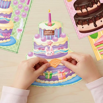 48 Sheets Birthday Stickers for Kids Toddlers, Make Your Own Cake Stickers, Happy Birthday Party Activities Favors Goodie Bag Filler for Kids Classroom - style: Cake 48 Sheets