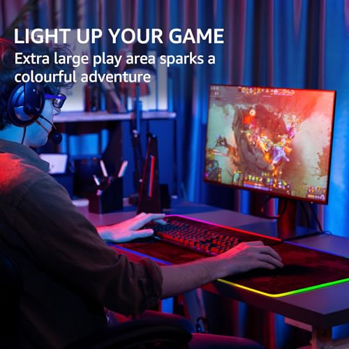 KTRIO RGB Large Gaming Mouse Pad, 31.5 x 15.7 in, RGB World Map, XXL | Smooth Micro-Weave Surface, RGB Lighting Design, Non-Slip Rubber Base, Durable Stitched Edges, Office & Home Use - color: RGB Map, size: 31.5l X 15.7w Inches