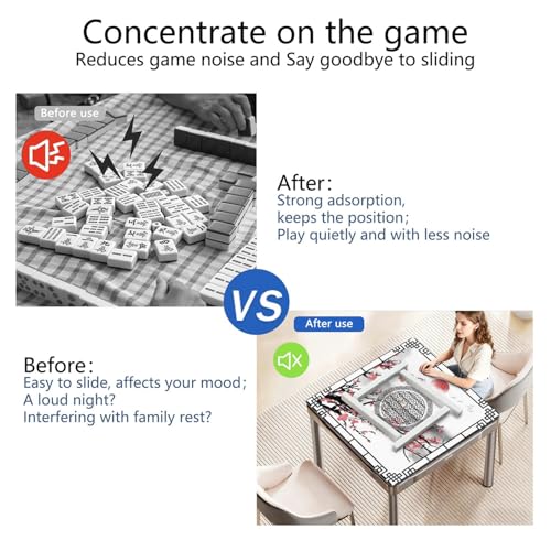 Elegant Mahjong Mat for Table, 31.5*31.5in Anti Slip Mahjong Table Cloth, Noise Reduction, Neoprene Mah jongg Mat with Carrying Bag & 3 Dices, Poker Board Tile Games Mats, Chinese Ink Painting Style - color: Ink Style02
