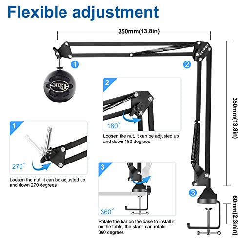 Microphone Arm,Aokeo AK-35 Microphone Desk Stand-Microphone Suspension Boom Scissor Arm Stand For Blue Yeti,Blue Snowball iCE,QuadCast,Elgato - color: AK-35