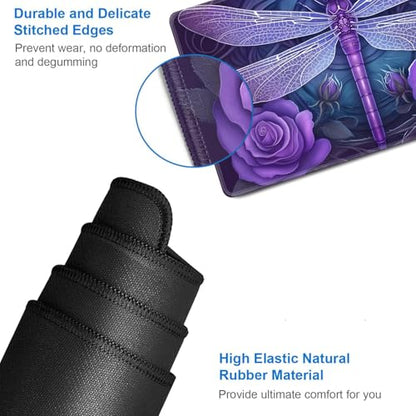 for MTG Game Playmat - 24 x 14 inches with Dices and Storage Bags, Non-Slip Base for TCG and Board Game Card Mats, Trading Card Games Mat, Dragonfly in Purple Rose Pattern Collectible Card Playmats - color: Jv-playmat-p7-1-d102