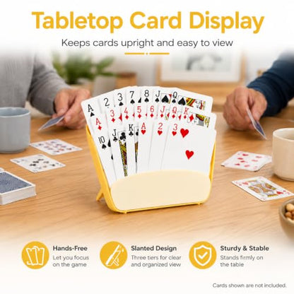 Playing Card Holders, 4 Pack Hands-Free Card Stands | 3-layer slanted card trays for adults, seniors, poker, bridge, canasta, travel, and tabletop game nights