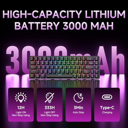 DIERYA DK68 60% Wireless Mechanical Gaming Keyboard, 3-Mode, Bluetooth 5.0/2.4G/USB-C, RGB Backlit, 68-Key Compact Mini for Windows, Mac, Linux - Linear Red Switch - Black - color: Black/Red Switch, size: Wireless