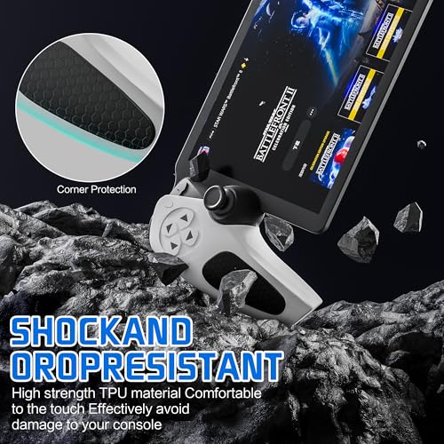 FUNDIARY Anti-Slip Silicone Skin for Ps5 Controller, PS5 Controller Accessories, Soft Protective Cover Case for PlayStation 5 Control Grip, Shockproof Grip Case with 4 Thumb Caps(White) - color: White with Black Handle Grip