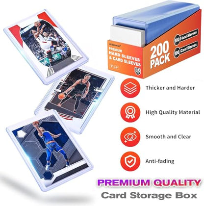 400 Pack Card Sleeves Hard Plastic, Arjiekwei 3"X 4" Baseball Cards Protectors Plastic, Premium Card Holder for Trading Sports Baseball Football Game Cards (200 Hard + 200 Soft) - size: 200 Hard Sleeves + 200 Soft Sleeves