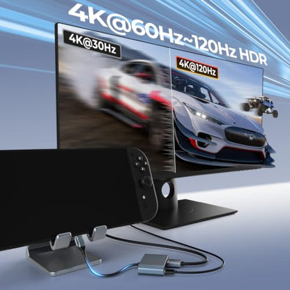 Switch 2 Dock,Portable USB C Docking Station with 4K@60Hz~120Hz HDR/PD Max100W/USB Port,Aluminum Alloy Travel TV Dock for Switch/Steam Deck/ROG Xbox Ally X/Legion Go 1/2/S - size: Normal Model