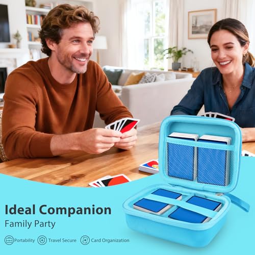300+ Game Card Storage Case for UNO/Five Crowns/SKYJO Playing Card | Portable Card Deck Holder Box Compatible with Bicycle/Phrase 10/PlayMonster/Exploding Kittens Card Games, Blue (Case Only) - color: Blue