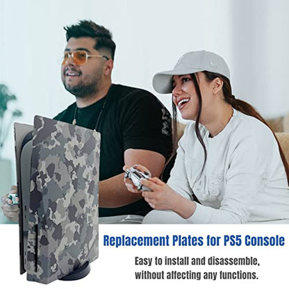 Face Plates Cover Skins Shell Panels for PS5 Disc Edition Console, Accessories for PlayStation 5 Protective Faceplates (Gray Camouflage) - color: Gray Camouflage