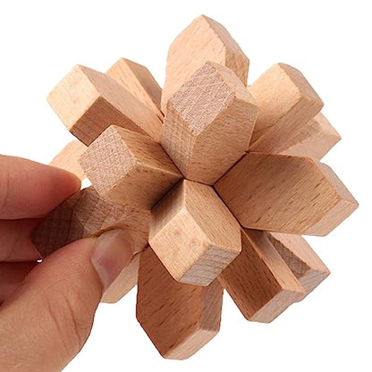 VolksRose 15pcs Wooden Brain Teaser Puzzles, IQ Challenge Puzzle Games, Logic Mind Puzzle Box Lock Toy Disentanglement 3D Small Brain Puzzle Gift Set for Adults Teenagers Kids, 1.8inch 4.5cm - color: C-15pcs-4.5cm