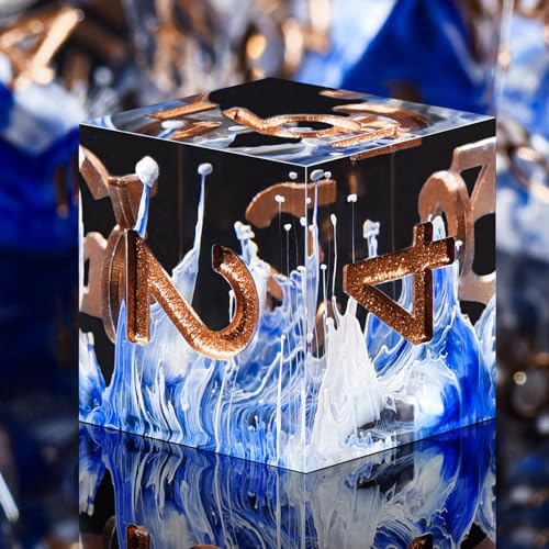 AUSTOR 7-Die DND Dice Set Sharp Edge Resin Dice Handmade Polyhedral Dice for Dungeons and Dragons RPG MTG Table Games（Wave Blue - color: Wave Blue
