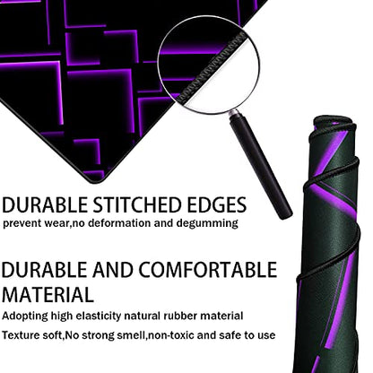 TEDNETGO Large Extended Gaming Mouse Pad, Long Mouse Pads, Extra Large Big Mouse Pad with Stitched Edge, XXL Non-Slip Computer Computer Keyboard Mat for Gamer/Desktop/Office/Home, Purple - color: Purple, size: 31.5L x 15.7W inches