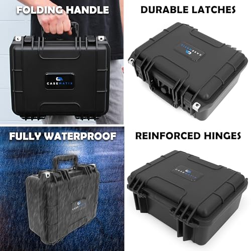 CASEMATIX 13" Waterproof Hard Case with Customizable Foam for Portable Electronics, Tools and Accessories - Hard Shell Plastic Case with Pre-Diced Travel Case Foam Interior - size: 13"