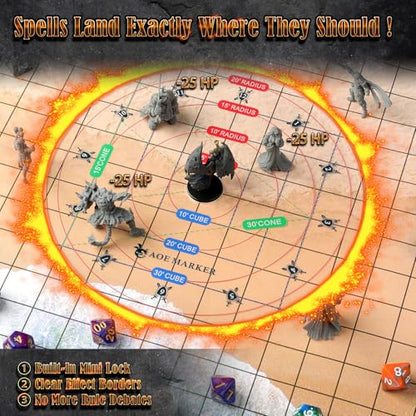 D&D 5e Damage Template with 1" Center Hole - 30' Cube/Cone Acrylic AOE Measurer, RPG Alignment Tool for Precise Spell Casting, Tabletop Gaming Accessories & DM Gifts, Tools for Dungeons and Dragons - style: ALL IN ONE