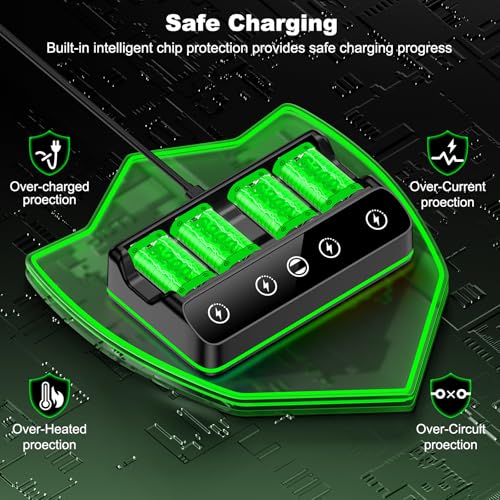 Rechargeable Xbox Controller Battery Pack Charging Station,4x6200mWh Xbox Battery Pack with Fast Charging Station - style: RGB 4 Batteries Bundle