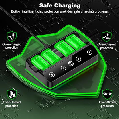 Rechargeable Xbox Controller Battery Pack Charging Station,4x6200mWh Xbox Battery Pack with Fast Charging Station - style: RGB 4 Batteries Bundle