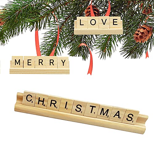 Yuanhe Scrabble Letter Tile Holders - Wooden Scrabble Rack Tray Set of 4, for Crafts and Game Stands - style: 4PCS