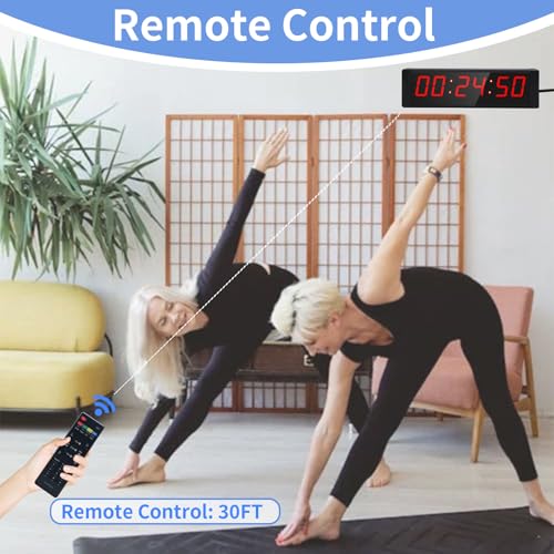 Large Stopwatch with Start/Stop Button, LED Digital Timer with Remote, Countdown Clock with Buzzer, Gym Clock for Home Gym, Interval Timer for Workout - style: Plug-in